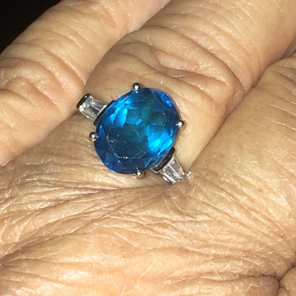 🌹 8.75 ct oval Indicolite Tourmaline in size 8 3/4, 14K white gold - Picture 2 of 8